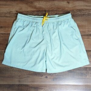 Capelle Classic Collins Compression Swim Trunks Size 4XL in Teal and Yellow